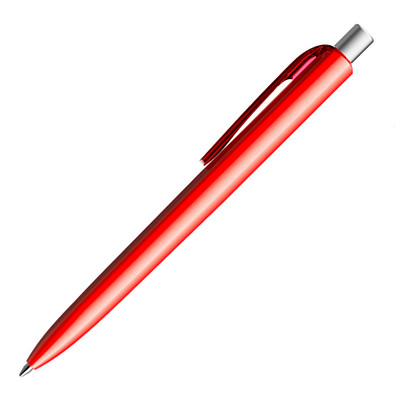 prodir® Kugelschreiber DS8 PPP Family, blaue Mine, rot/silber satiniert