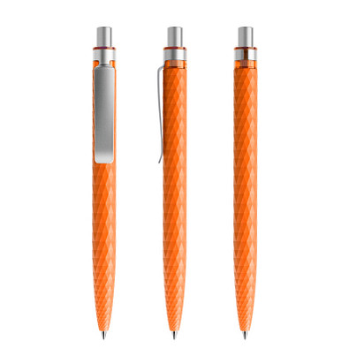 prodir® Druckkugelschreiber QS01 PMS Push, blaue Mine, orange/silber satiniert