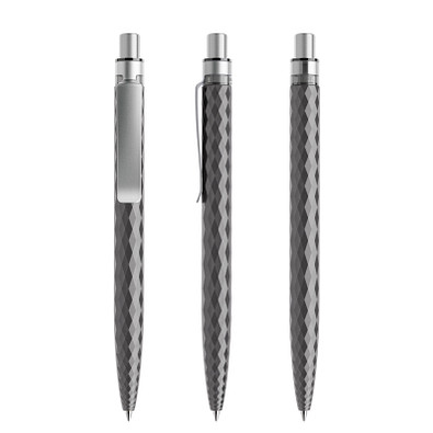 prodir® Druckkugelschreiber QS01 PQS Push, blaue Mine, graphit/silber satiniert