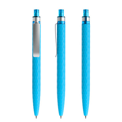 prodir® Druckkugelschreiber QS01 Soft Touch PRS Push, blaue Mine, cyanblau