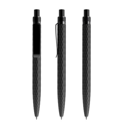 prodir® Druckkugelschreiber QS01 Soft Touch PRS Push, blaue Mine, schwarz/schwarz satiniert