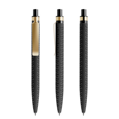 prodir® Druckkugelschreiber QS03 Soft Touch PRS Push, blaue Mine, schwarz/gold