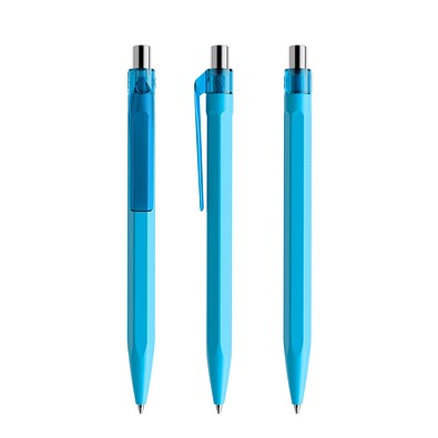 prodir QS50 PMT Push Kugelschreiber, Cyan Blue-Silver chrome finish