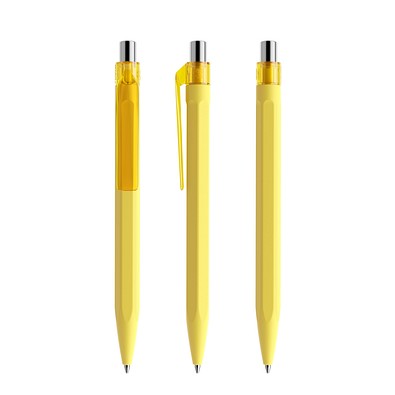 prodir QS50 Soft Touch PRT Push Kugelschreiber, Lemon-Silver chrome finish