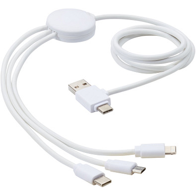 Pure 5-in-1-Ladekabel mit antibakterieller Oberfläche, weiss