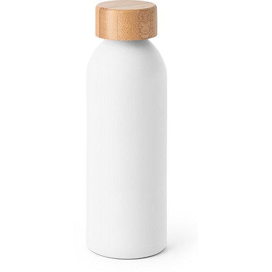 QUETA. Aluminiumflasche mit Bambusdeckel 550 ml, Weiß