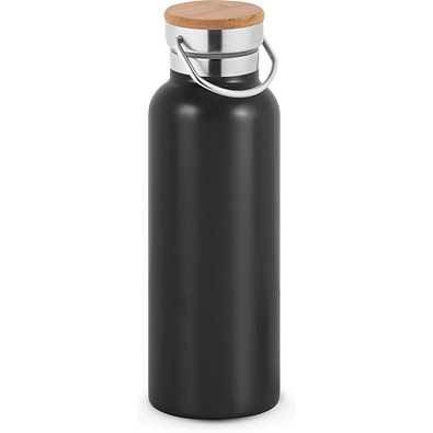RAGNAR. Trinkflasche aus Edelstahl (36% recycelt) (570 mL), doppelwandig und vakuumisoliert, Schwarz