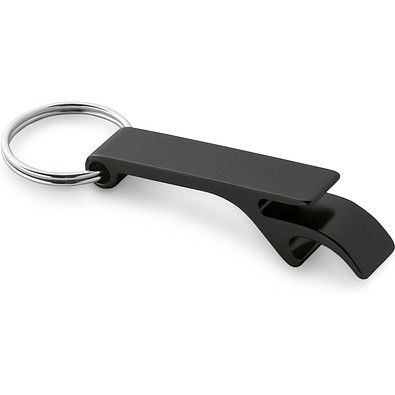 RE-BAITT. Schlüsselanhänger mit Kapselöffner aus recyceltem Aluminium, Schwarz