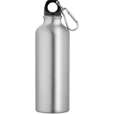 RE-LANDSCAPE M. Flasche aus recyceltem Aluminium (100% rAL) 530 mL mit Karabiner, Satinsilber