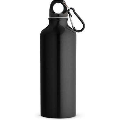RE-LANDSCAPE M. Flasche aus recyceltem Aluminium (100% rAL) 530 mL mit Karabiner, Schwarz
