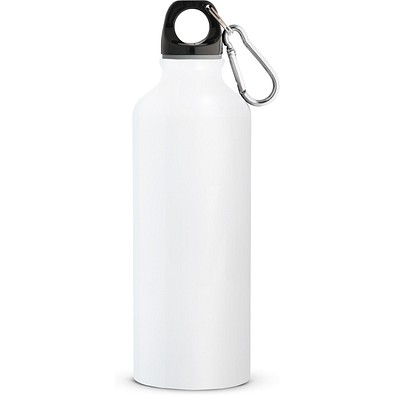 RE-LANDSCAPE M. Flasche aus recyceltem Aluminium (100% rAL) 530 mL mit Karabiner, Weiß