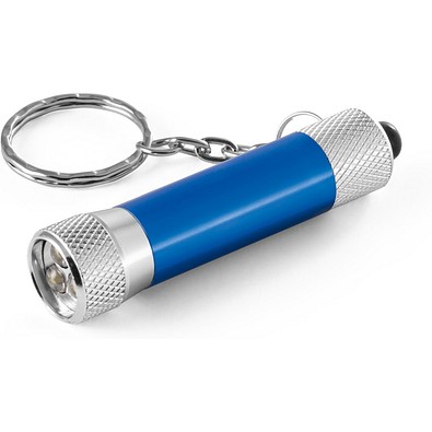 RE-LERGAN. Schlüsselanhänger aus Aluminium (92% recycelt) mit 3-Licht-LED-Taschenlampe, Königsblau