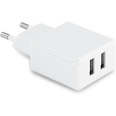 REDI. USB-Adapter aus ABS mit 2 Ausgängen, Weiß