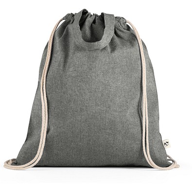 RISSANI. Tragetasche/Turnbeutel (2in1) aus recycelter Baumwolle (70%) und polyester (30% rPET) (140 g/m²), Schwarz
