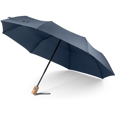 RIVER. Faltbarer Regenschirm aus recyceltem Polyester (100% rPET) 190T Pongé mit automatischer Öffnung und Schließung, Blau