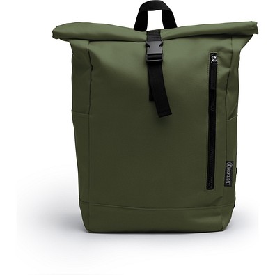 Roll-Top Rucksack aus RPET, DUNKEL GRÜN