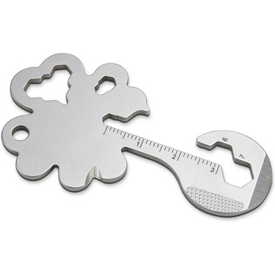 ROMINOX® Key Tool // Lucky Charm - 19 functions (Kleeblatt Glücksbringer), silber