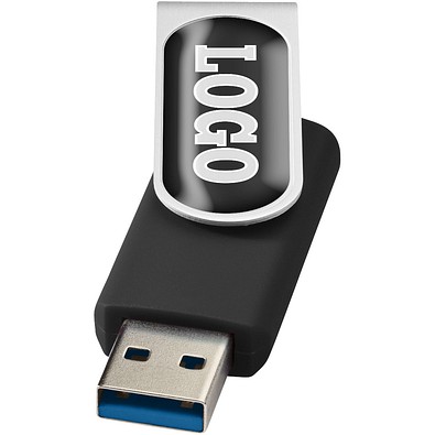 Rotate USB-Stick 3.0 mit Doming, schwarz, 64GB