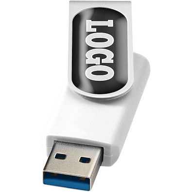 Rotate USB-Stick 3.0 mit Doming, weiss, 16GB