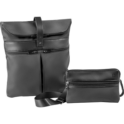 ROVER BACKPACK. Rucksack aus Mikrofaser und PU, Schwarz
