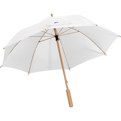 RPET Regenschirm mit Bambusgestänge LETITIA, weiß