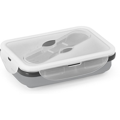 SAFFRON. Lunchbox. Faltbare hermetische Frischhaltebox aus Silikon und PP 640 mL, Hellgrau