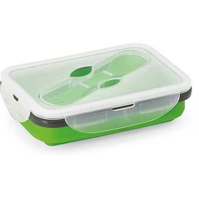SAFFRON. Lunchbox. Faltbare hermetische Frischhaltebox aus Silikon und PP 640 mL, Hellgrün