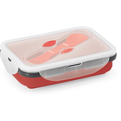 SAFFRON. Lunchbox. Faltbare hermetische Frischhaltebox aus Silikon und PP 640 mL, Rot