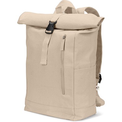 SAINT. Roll-Top-Rucksack aus recyceltem Baumwolle und recyceltem Polyester (380 g/m²), Natur