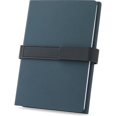 SANDERSON. A5 Notizbuch aus PU (50% recycelt) mit zwei Blöcken: linierte Seiten und unlinierte Seiten, Blau