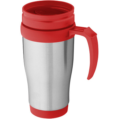 Sanibel Isolierbecher, 400 ml, silber,rot