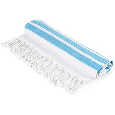 SARDENHA. Strandtuch aus Baumwolle (70% recycelt) und Polyester (30% recycelt) (180 g/m²), Hellblau