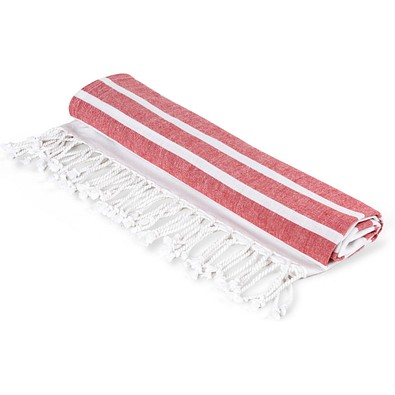 SARDENHA. Strandtuch aus Baumwolle (70% recycelt) und Polyester (30% recycelt) (180 g/m²), Rot