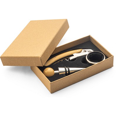 SAVORY. Weinset aus Bambus und Edelstahl, Natur