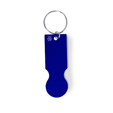 Schlüsselanhänger mit Einkaufswagenlöser aus Aluminium, blau