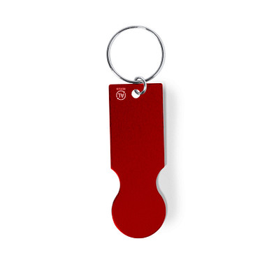Schlüsselanhänger mit Einkaufswagenlöser aus Aluminium, rot