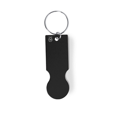 Schlüsselanhänger mit Einkaufswagenlöser aus Aluminium, schwarz