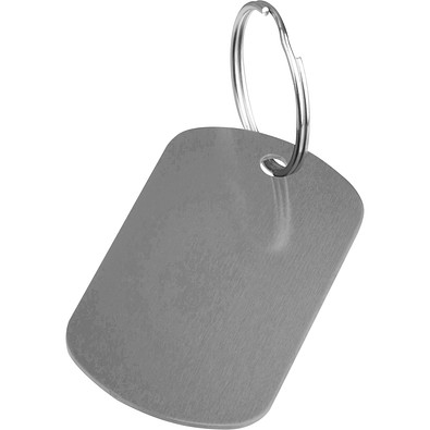 Schlüsselanhänger Metallplättchen, silbergrau