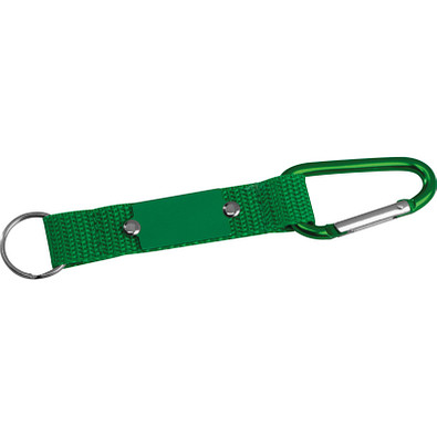 Schlüsselanhänger mit Karabiner und Plättchen aus Metall, grün