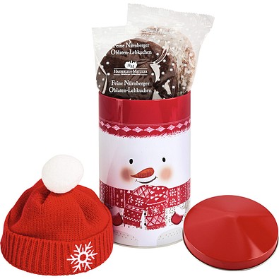 Schneemanndose mit Mütze, Schneemann