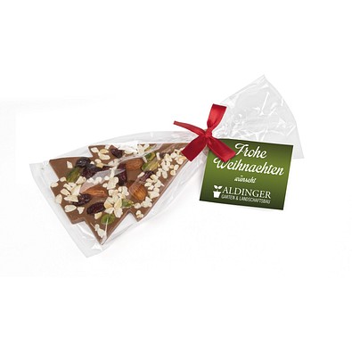 Schoko Christmas Tree, Vollmilchschokolade & Nüsse, Rote Schleife, inkl. Druck