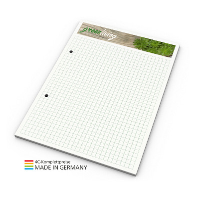 Geiger-Notes Schreibblock green+blue A5, 50 Blatt mit 2-fach Abheftlochung, inkl. Druck