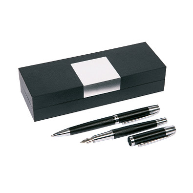 Schreibset MANZONI,schwarz, silber