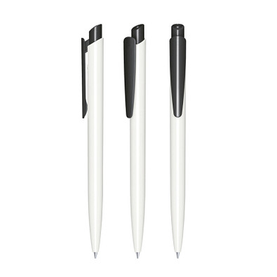 senator® Druckkugelschreiber Dart Polished Basic, blaue Mine, weiß,schwarz