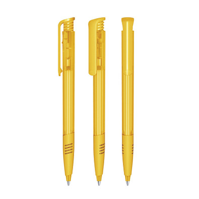 senator® Druckkugelschreiber Super Hit Clear SG, blaue Mine, gelb 7408