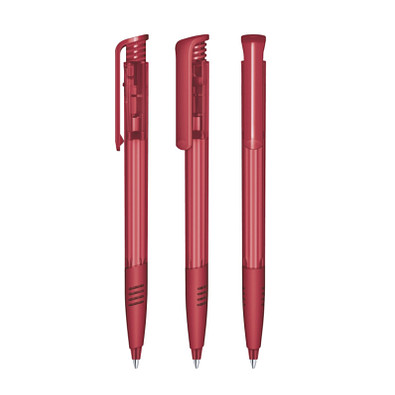 senator® Druckkugelschreiber Super Hit Clear SG, blaue Mine, rot 201