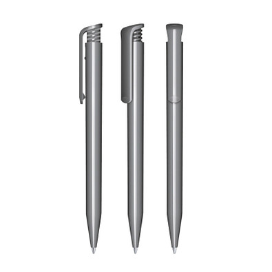 senator® Druckkugelschreiber Super Hit Polished, blaue Mine, grau cool gray 9