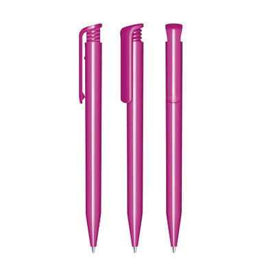 senator® Druckkugelschreiber Super Hit Polished, blaue Mine, pink rhodamine red