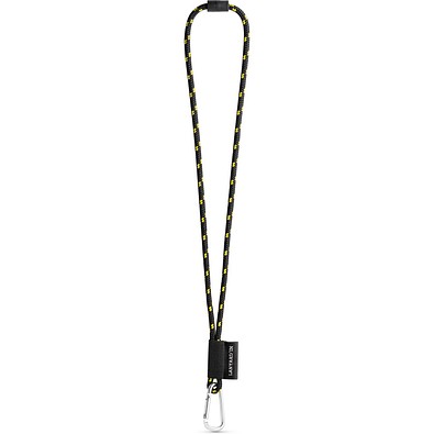 SET Lanyard NAUTIC Long (Ø 7 mm) mit 55 mm D-förmigem Karabiner und Ø 7 mm Sicherheitsverschluss, Schwarz/Gelb