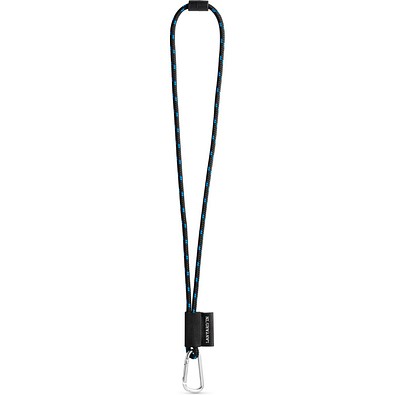 SET Lanyard NAUTIC Long (Ø 7 mm) mit 55 mm D-förmigem Karabiner und Ø 7 mm Sicherheitsverschluss, Schwarz/Königsblau